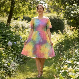 Baumwollstoff EMBROIDERY Tie dye Della design A