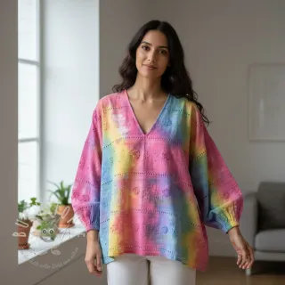 Baumwollstoff EMBROIDERY Tie dye Della design B