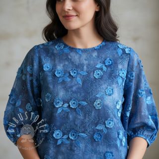 Baumwollstoff TIE DYE EMBROIDERY Poppy design L