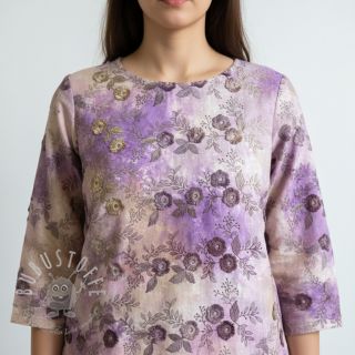 Baumwollstoff TIE DYE EMBROIDERY Poppy design J