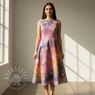 Baumwollstoff TIE DYE EMBROIDERY Poppy design E