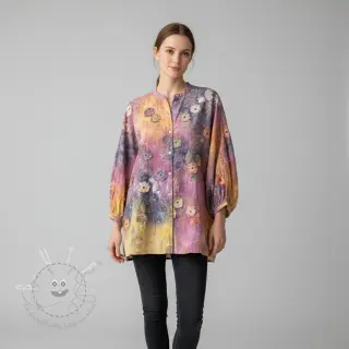 Baumwollstoff TIE DYE EMBROIDERY Poppy design E