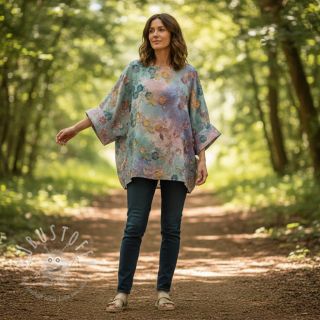 Baumwollstoff TIE DYE EMBROIDERY Poppy design C