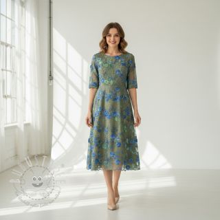 Baumwollstoff TIE DYE EMBROIDERY Poppy design B