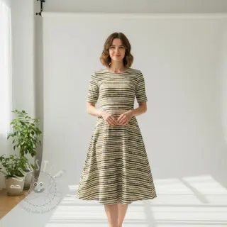 Baumwollstoff Small stripes Snoozy taupe