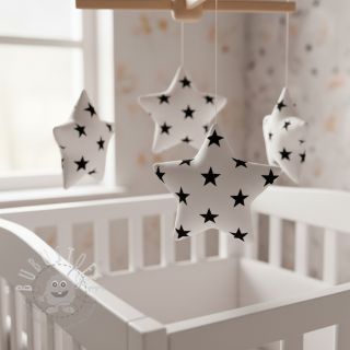 Baumwollstoff Stars white/black