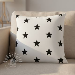 Baumwollstoff Stars white/black