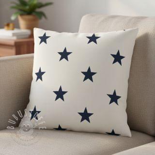Baumwollstoff Stars white/navy