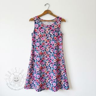 Baumwollstoff Significant flowers navy digital print