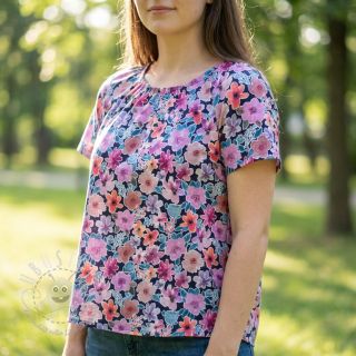 Baumwollstoff Significant flowers navy digital print