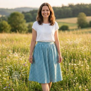 Baumwollstoff Check petrol