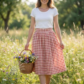 Baumwollstoff Check terra