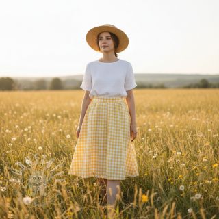 Baumwollstoff Check yellow