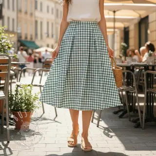 Baumwollstoff Check teal