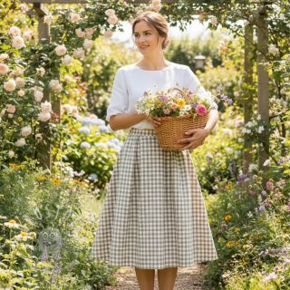 Baumwollstoff Check sand