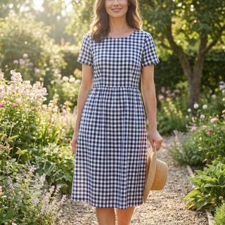 Baumwollstoff Check navy