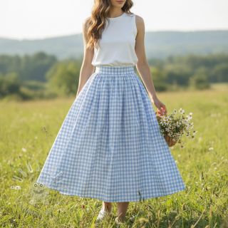 Baumwollstoff Check light blue