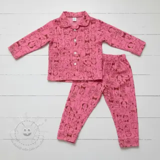 Baumwollstoff FLANNEL Dogs pink