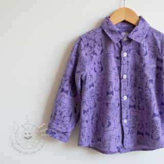 Baumwollstoff FLANNEL Dogs purplek