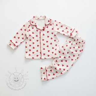Baumwollstoff FLANNEL Hearts off white