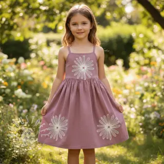 Baumwollstoff EMBROIDERY Flowie mauve