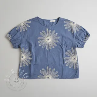 Baumwollstoff EMBROIDERY Flowie jeans
