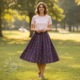 Baumwollstoff Motif stripe navy digital print