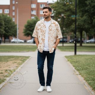 Baumwollstoff Boho off white