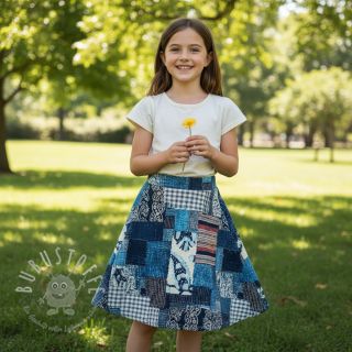 Baumwollstoff TWILL DENIM Mix print design B