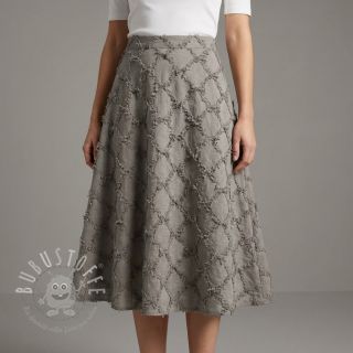 Baumwollstoff mit Leinen Vintage Fringe Diamonds grey