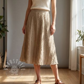 Baumwollstoff mit Leinen Vintage Fringe Stripe naturals