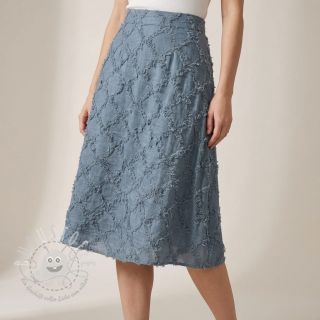 Baumwollstoff mit Leinen Vintage Fringe Diamonds blue