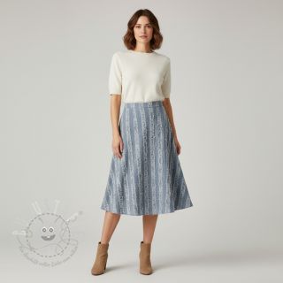 Baumwollstoff mit Leinen Vintage Fringe Stripe blue