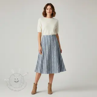 Baumwollstoff mit Leinen Vintage Fringe Stripe blue