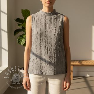 Baumwollstoff mit Leinen Vintage Fringe Stripe grey