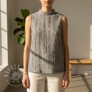 Baumwollstoff mit Leinen Vintage Fringe Stripe grey