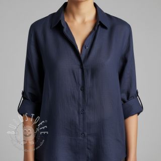 Baumwollstoff mit Leinen PREMIUM dark blue