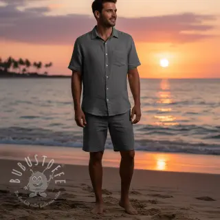 Baumwollstoff mit Leinen PREMIUM dark grey