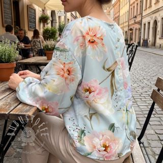 Baumwollstoff SATIN Oahu green digital print