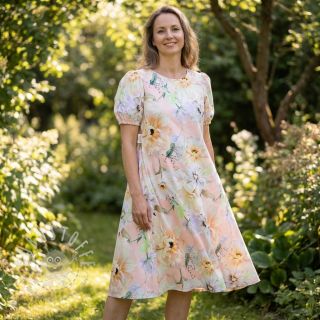 Baumwollstoff SATIN Oahu pink digital print