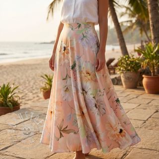 Baumwollstoff SATIN Oahu pink digital print