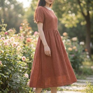 Baumwollstoff mit Leinen chestnut