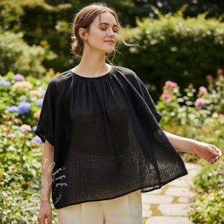 Baumwollstoff mit Leinen black