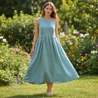 Baumwollstoff mit Leinen old blue