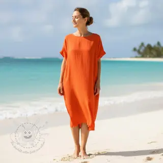 Baumwollstoff mit Leinen orange