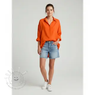 Baumwollstoff mit Leinen orange