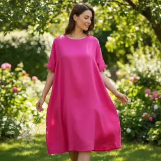 Baumwollstoff mit Leinen fuchsia