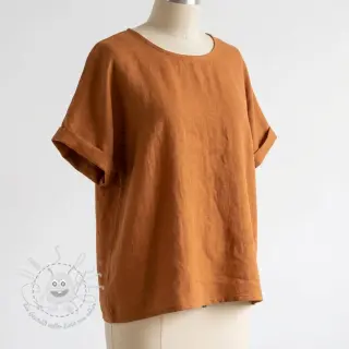 Baumwollstoff mit Leinen cognac