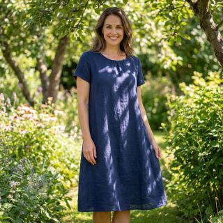 Baumwollstoff mit Leinen dark blue