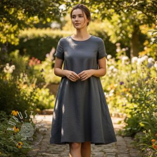 Baumwollstoff mit Leinen dark grey